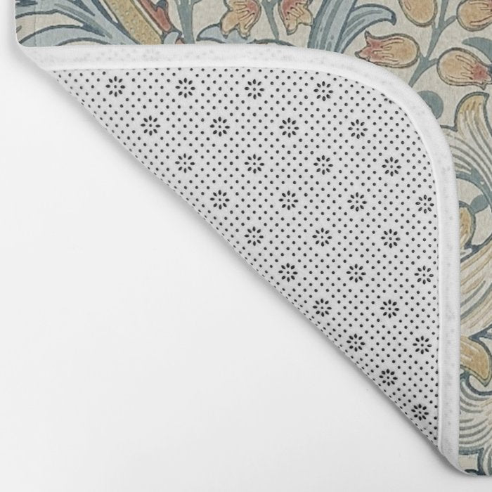 William Morris Vintage Golden Lily Soft Slate & Manilla Bath Mat Gallery Image 2