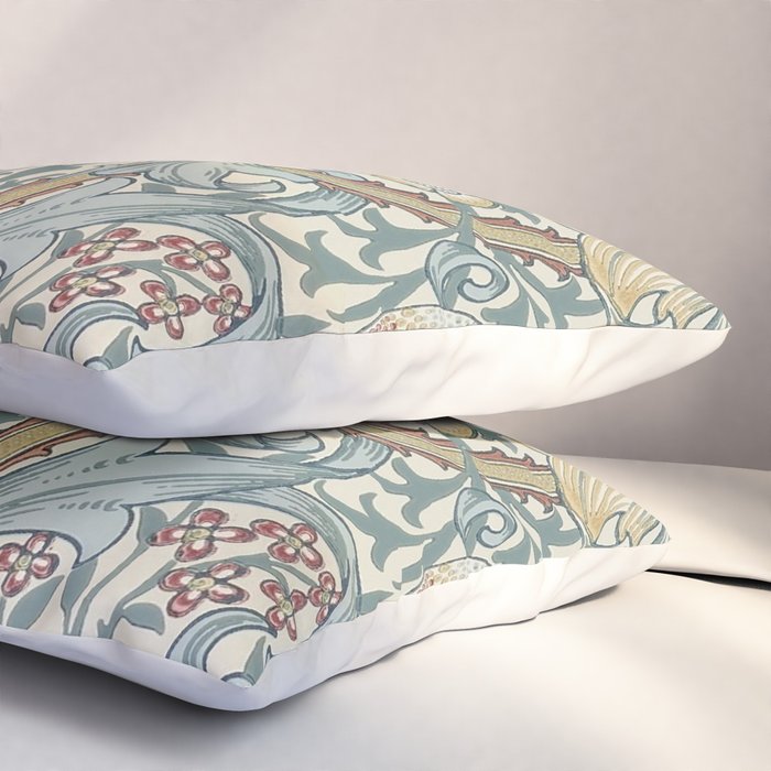 William Morris Vintage Golden Lily Soft Slate & Manilla Pillow Sham Gallery Image 3