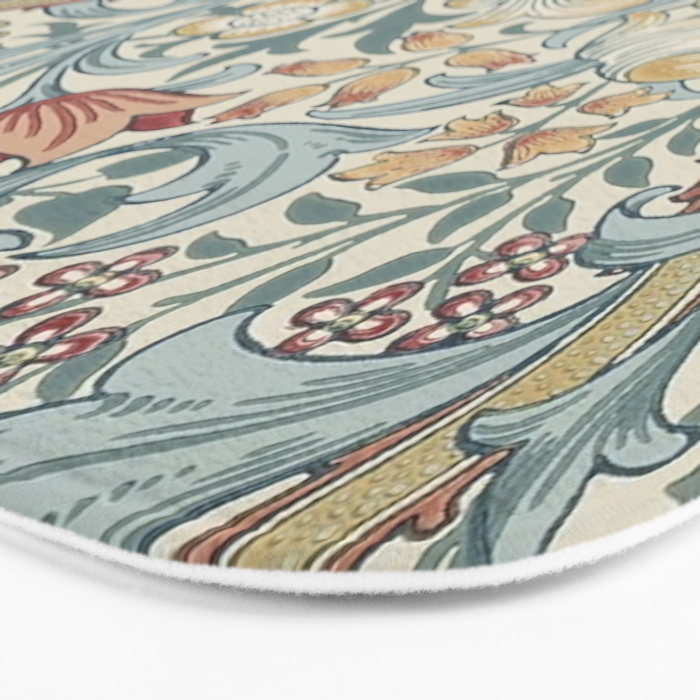 William Morris Vintage Golden Lily Soft Slate & Manilla Bath Mat Gallery Image 3