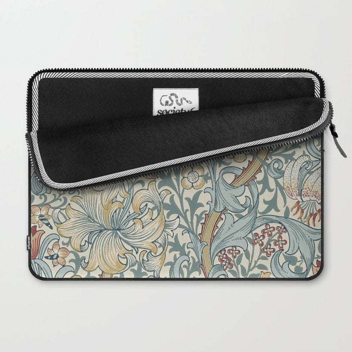 William Morris Vintage Golden Lily Soft Slate & Manilla Laptop Sleeve Gallery Image 2