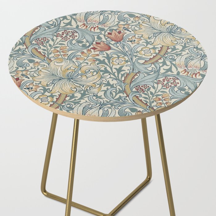 William Morris Vintage Golden Lily Soft Slate & Manilla Side Table Gallery Image 2