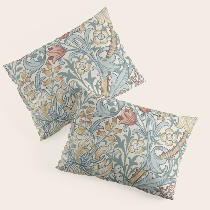 William Morris Vintage Golden Lily Soft Slate & Manilla Pillow Sham Gallery Image 1