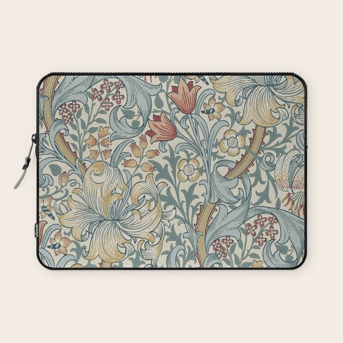 William Morris Vintage Golden Lily Soft Slate & Manilla Laptop Sleeve Gallery Image 1