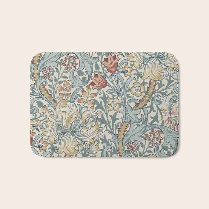 William Morris Vintage Golden Lily Soft Slate & Manilla Bath Mat Gallery Image 1