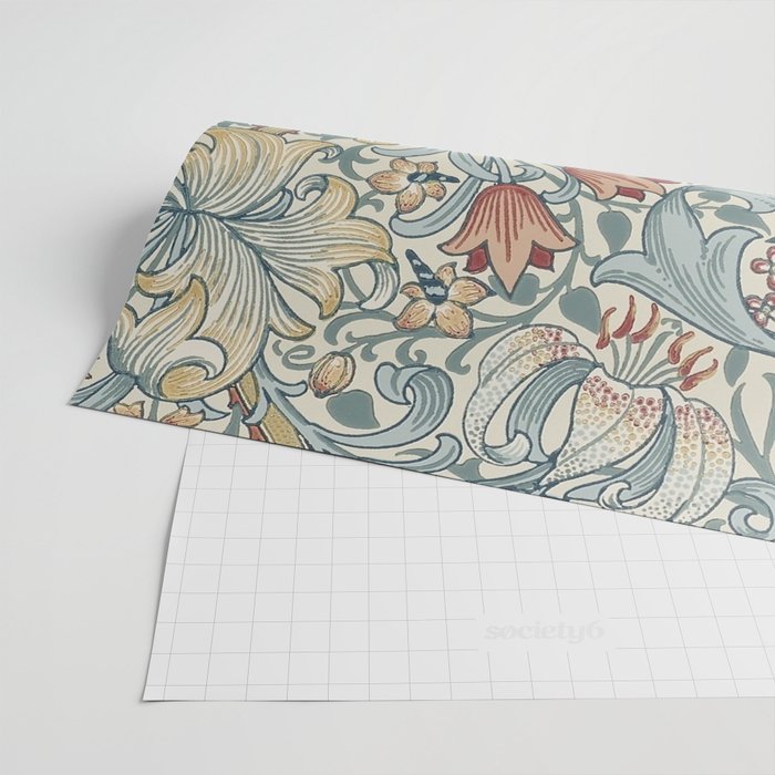 William Morris Vintage Golden Lily Soft Slate & Manilla Wrapping Paper Gallery Image 2