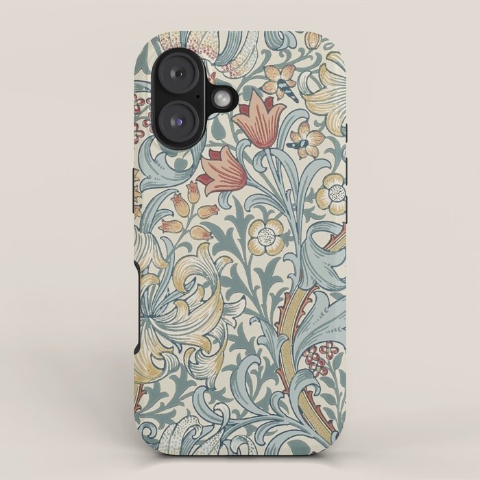 William Morris Vintage Golden Lily Soft Slate & Manilla iPhone Case Gallery Image 1