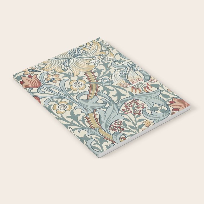 William Morris Vintage Golden Lily Soft Slate & Manilla Notebook Gallery Image 1