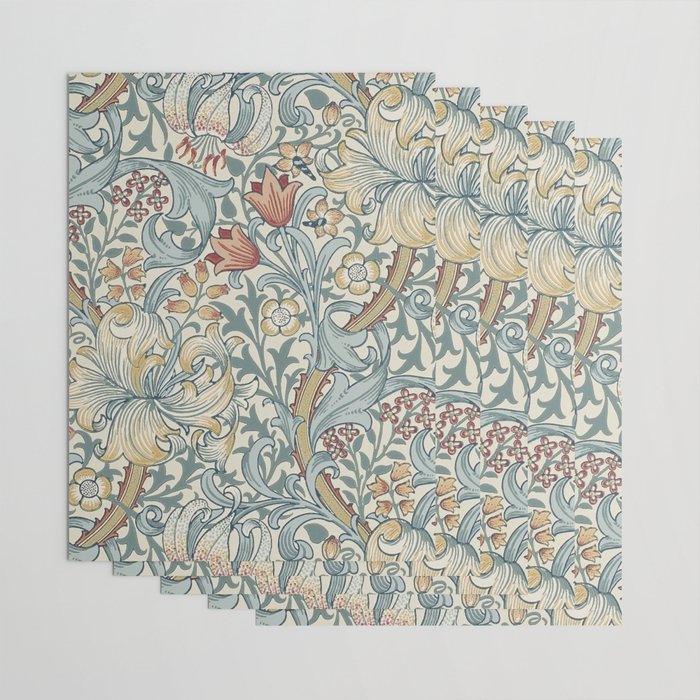 William Morris Vintage Golden Lily Soft Slate & Manilla Wrapping Paper Gallery Image 3