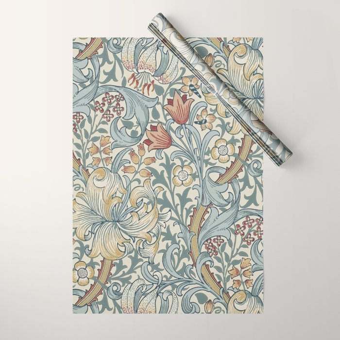 William Morris Vintage Golden Lily Soft Slate & Manilla Wrapping Paper Gallery Image 1