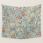 William Morris Vintage Golden Lily Soft Slate & Manilla Wall Tapestry Gallery Image 4