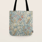 William Morris Vintage Golden Lily Soft Slate & Manilla Tote Bag Gallery Image 1