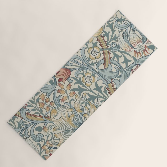 William Morris Vintage Golden Lily Soft Slate & Manilla Yoga Mat Gallery Image 1