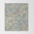 William Morris Vintage Golden Lily Soft Slate & Manilla Throw Blanket Gallery Image 2