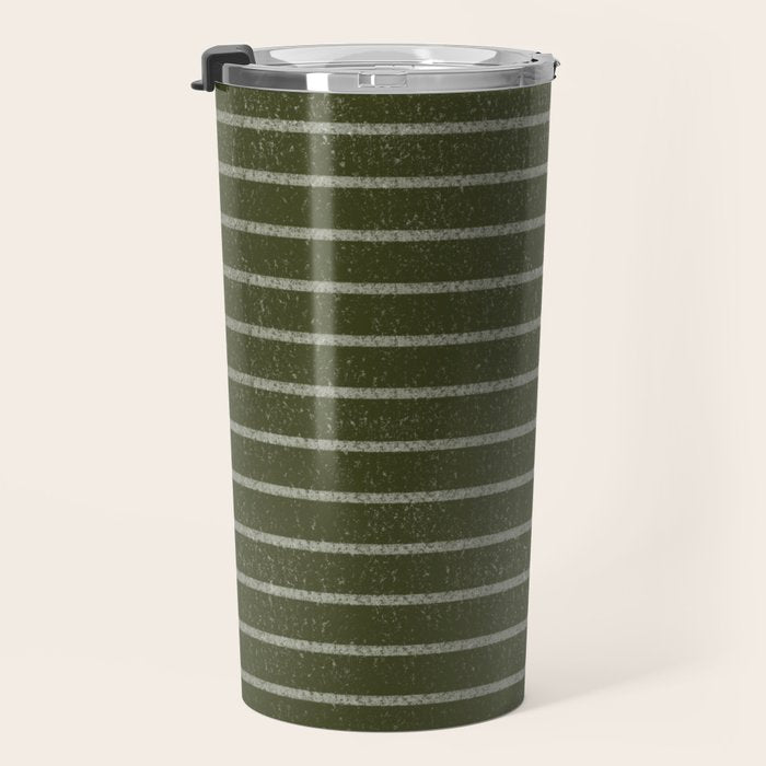 Classic Stripe (Olive Green) Travel Mug Gallery Image 3