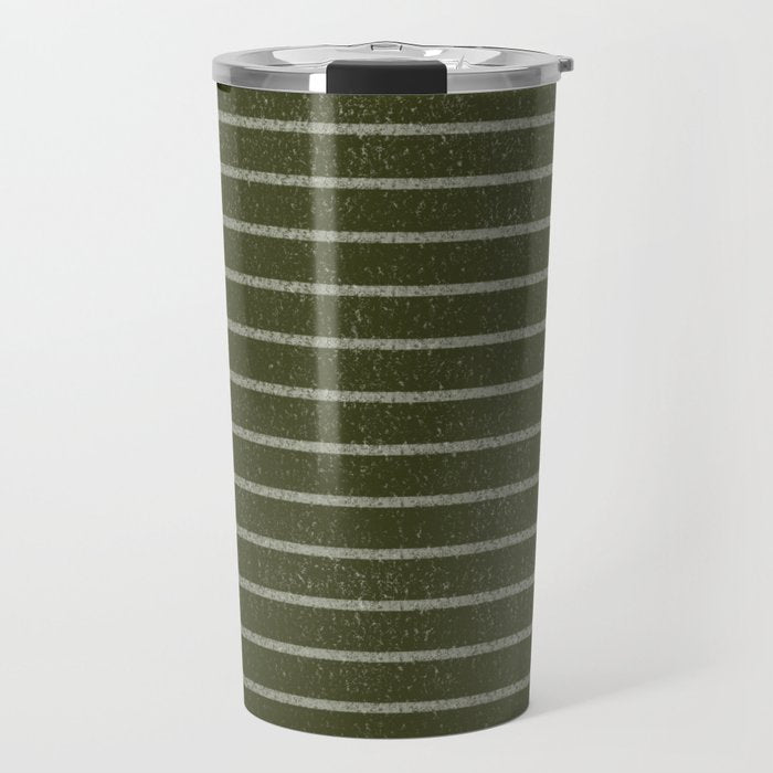 Classic Stripe (Olive Green) Travel Mug Gallery Image 1