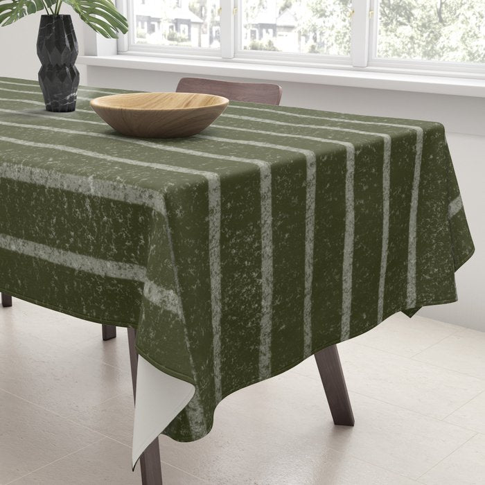 Classic Stripe (Olive Green) Tablecloth Gallery Image 3