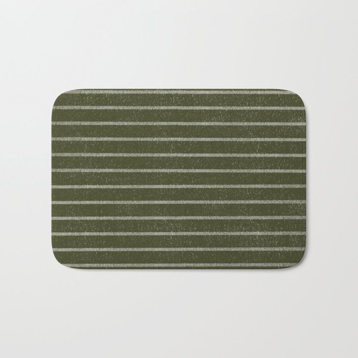 Classic Stripe (Olive Green) Bath Mat Gallery Image 1