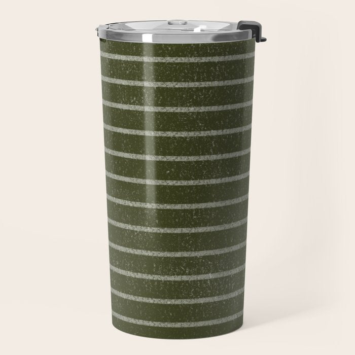 Classic Stripe (Olive Green) Travel Mug Gallery Image 2