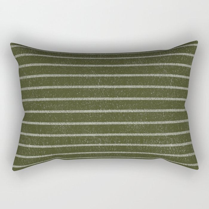 Classic Stripe (Olive Green) Rectangular Pillow Gallery Image 2