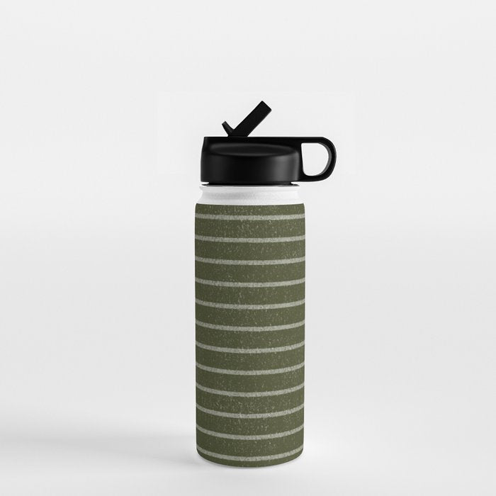 Classic Stripe (Olive Green) Water Bottle Gallery Image 1