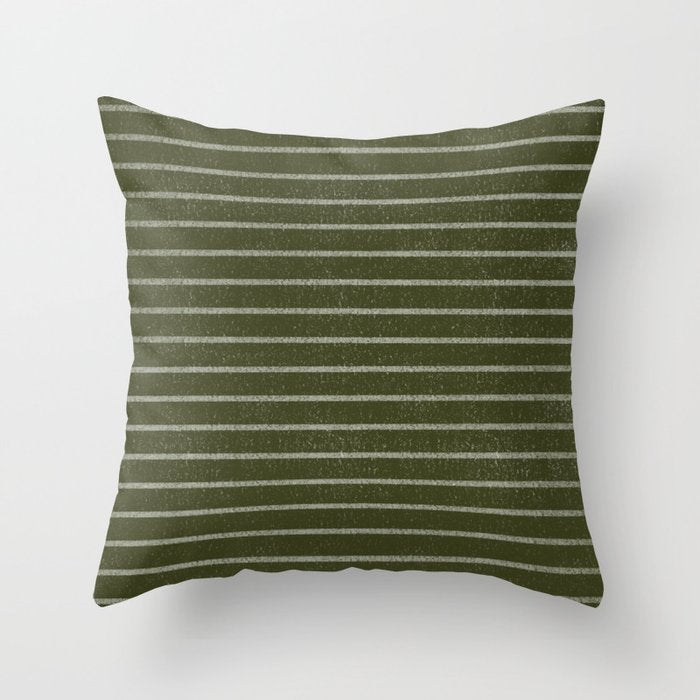 Classic Stripe (Olive Green) Throw Pillow Gallery Image 6