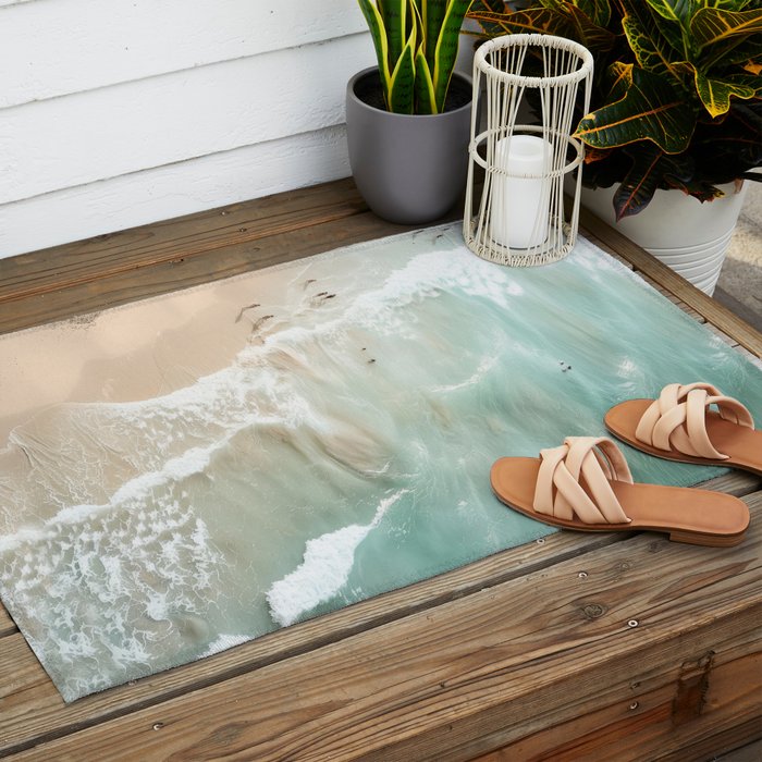Soft Coastal Beach Scene Outdoor Rug Gallery Image 2