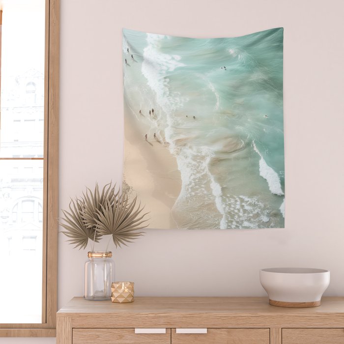 Soft Coastal Beach Scene Wall Tapestry Gallery Image 2