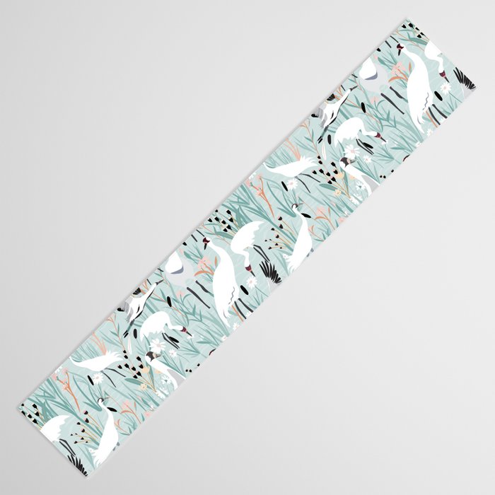 Whooping cranes comeback species light blue  Table Runner Gallery Image 3