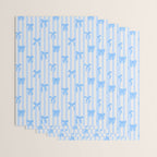 Elegant Blue Bows and Stripes Pattern Wrapping Paper Gallery Image 3
