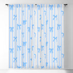 Elegant Blue Bows and Stripes Pattern Window Curtain Gallery Image 5