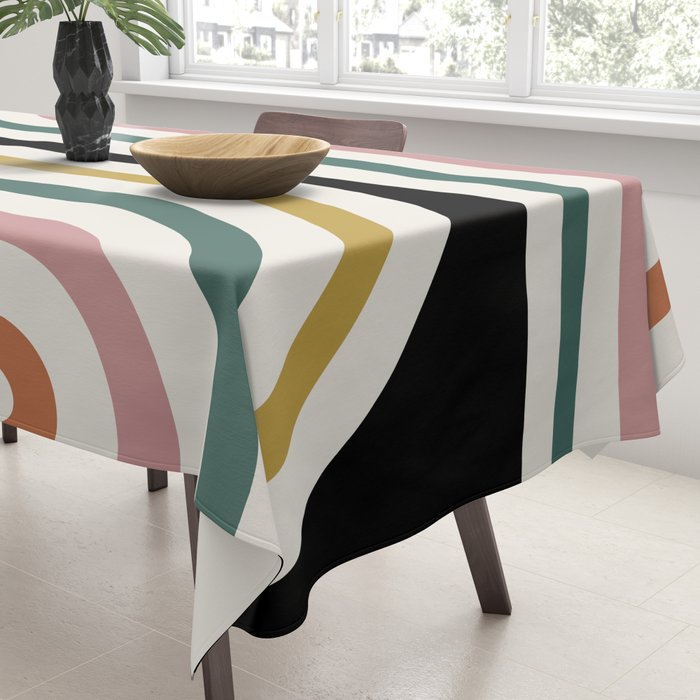 Bold Curvature Stripes IX Tablecloth Gallery Image 3