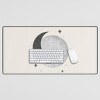 Moon Sparkle BW - Celestial Desk Mat Gallery Image 1
