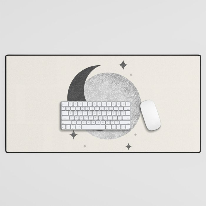 Moon Sparkle BW - Celestial Desk Mat Gallery Image 1