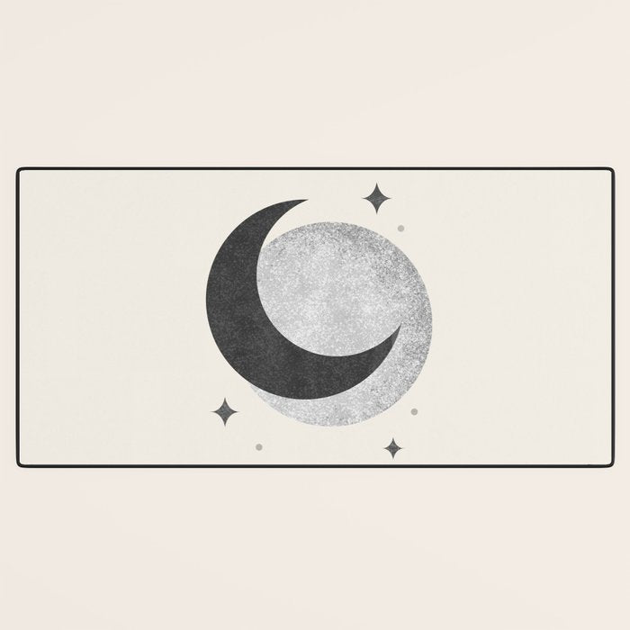 Moon Sparkle BW - Celestial Desk Mat Gallery Image 3
