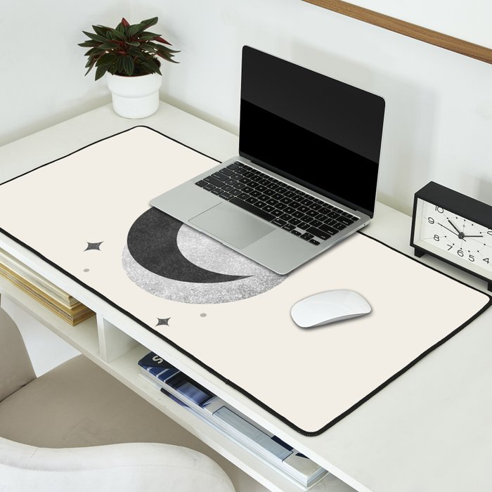 Moon Sparkle BW - Celestial Desk Mat Gallery Image 2