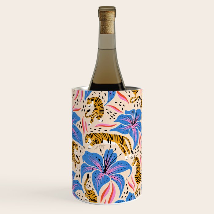 Tigers & Tiger Lilies - Blue & Yellow Wine Chiller Gallery Image 1