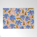Tigers & Tiger Lilies - Blue & Yellow Welcome Mat Gallery Image 1