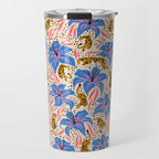Tigers & Tiger Lilies - Blue & Yellow Travel Mug Gallery Image 1