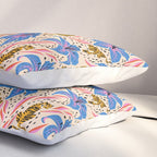 Tigers & Tiger Lilies - Blue & Yellow Pillow Sham Gallery Image 3