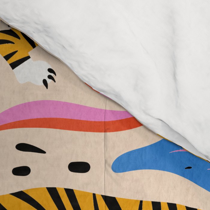 Tigers & Tiger Lilies - Blue & Yellow Comforter Gallery Image 4