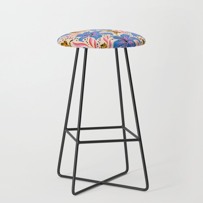 Tigers & Tiger Lilies - Blue & Yellow Stool Gallery Image 1