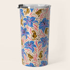 Tigers & Tiger Lilies - Blue & Yellow Travel Mug Gallery Image 3