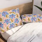 Tigers & Tiger Lilies - Blue & Yellow Pillow Sham Gallery Image 2