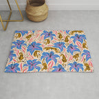 Tigers & Tiger Lilies - Blue & Yellow Rug Gallery Image 1