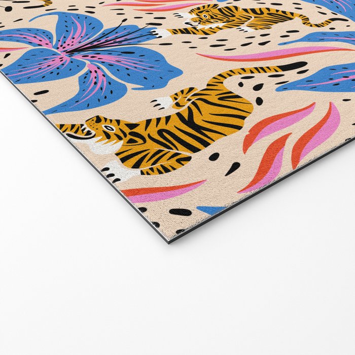 Tigers & Tiger Lilies - Blue & Yellow Welcome Mat Gallery Image 2