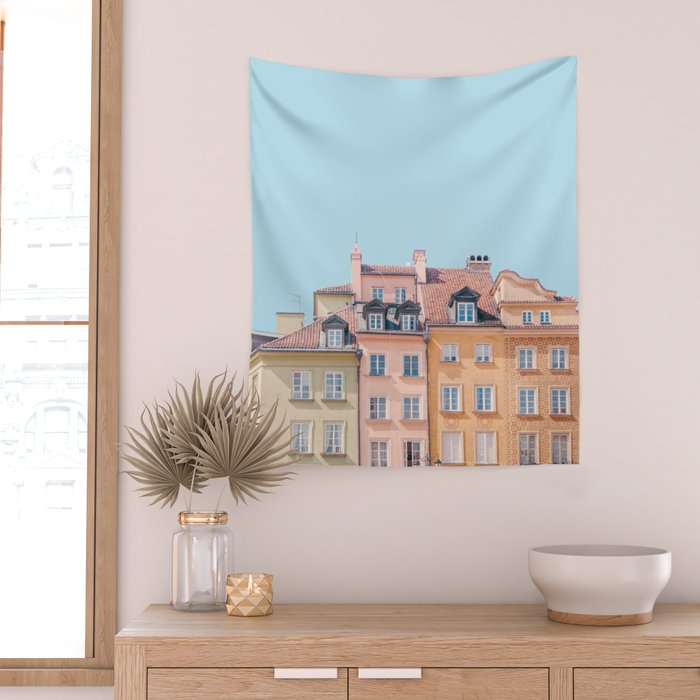Warsaw Pastels - Poland Architecture, Travel Photography Wall Tapestry Gallery Image 2