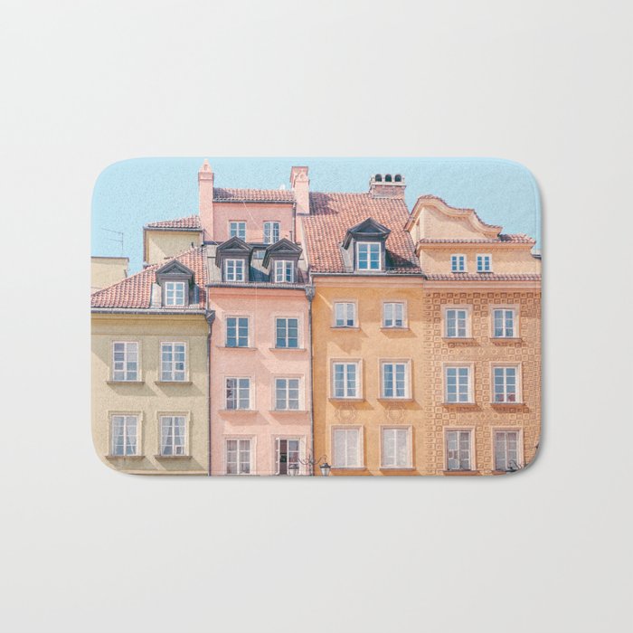 Warsaw Pastels - Poland Architecture, Travel Photography Bath Mat Gallery Image 1
