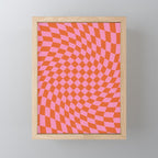 Retro Orange and Pink Checker Mini Art Print Gallery Image 1