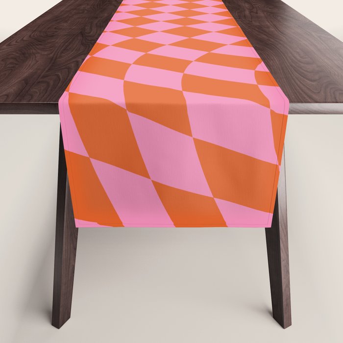 Retro Orange and Pink Checker Table Runner Gallery Image 1