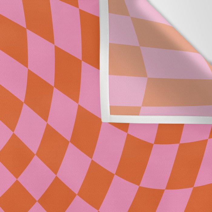 Retro Orange and Pink Checker Wall Tapestry Gallery Image 3